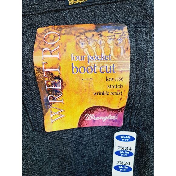 Wrangler Vintage New! Wretro 4 Pocket Bootcut Low Rise Gray Pants 7X34 - Picture 3 of 5